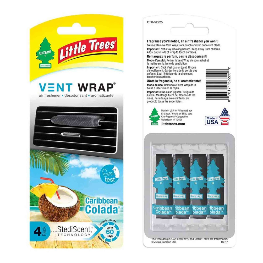 Little Trees Vent Wrap Air Freshener Caribbean Colada Black
