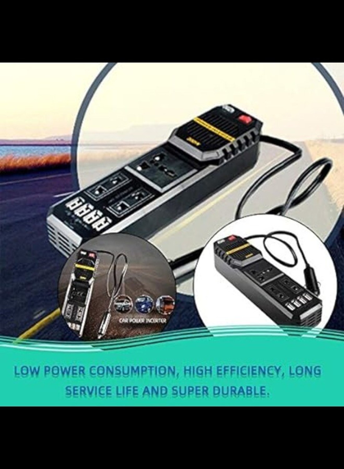 200W Mini Car Vehicle Inverter DC 12V to AC 220V USB Output High-power Power Inverter Small Car Special Edition – Black