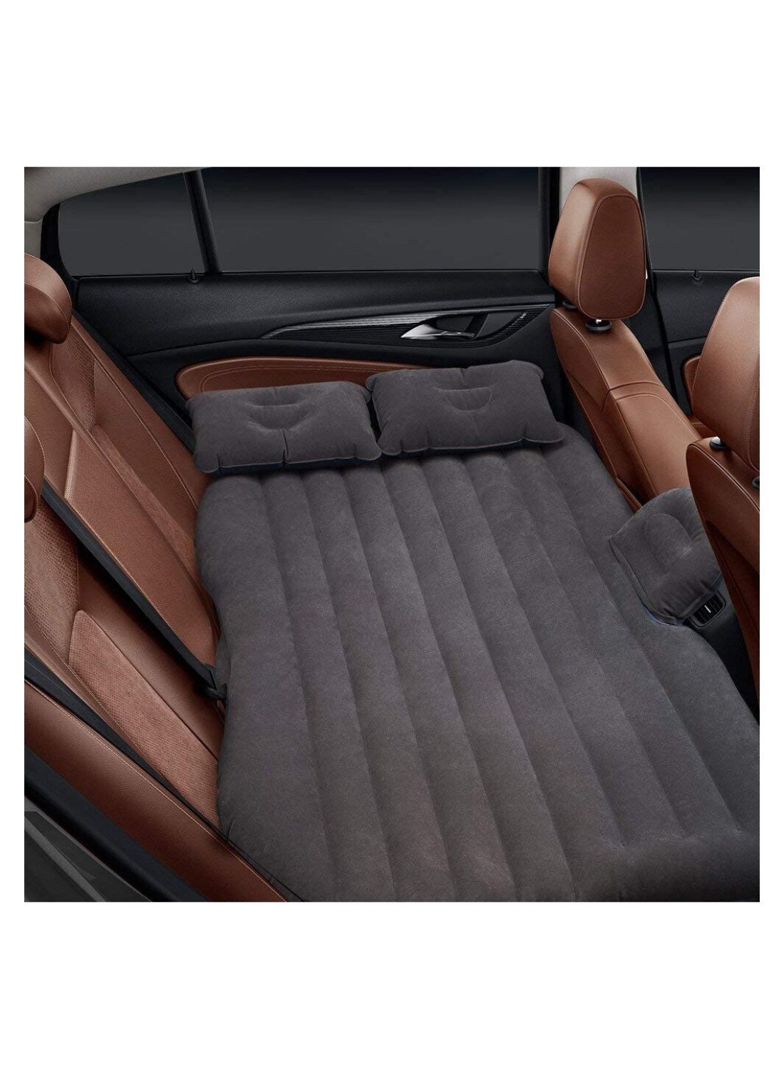 Inflatable Back Seat car Air Mattress Travel Air Bed Cushion with Auto Pump and Two Pillows, Portable Camping Vacation Rest Sleeping Pad Fits Universal SUV Truck Minivan Separable Extended
