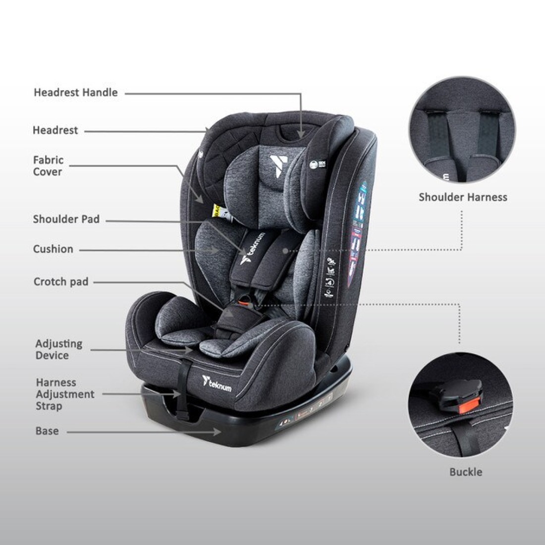 Teknum Evolve 2 Car Seat 0-12yrs - Dark Grey