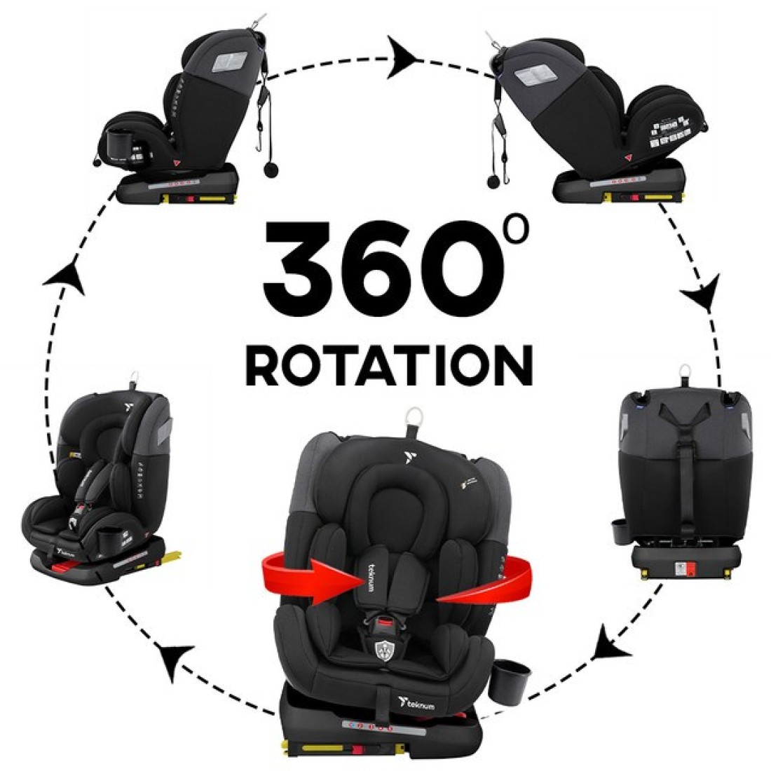 Teknum Evolve 360&deg; Car Seat 0 - 12yrs Black with Isofix