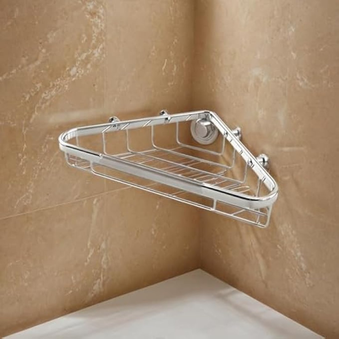 Fitto Rust-Resistant Corner Soap Basket for Shower - Stainless Steel Bathroom Organizer with Drainage Holes, Wall-Mounted Storage Shelf for Shampoo, Conditioner