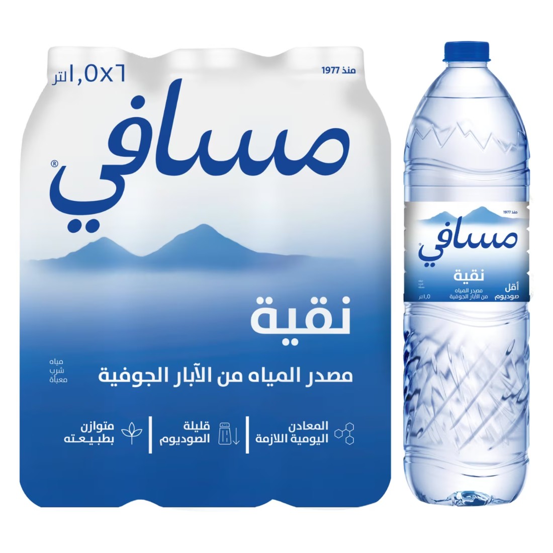 مسافي مياه شرب نقية من 1.5 لتر حزمة من 6