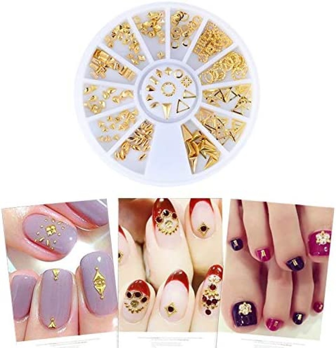 Aiwanto 3Packs 12 Designs Rhinestone Nail Metal Rivets 230 Nail Art Metal Rivets