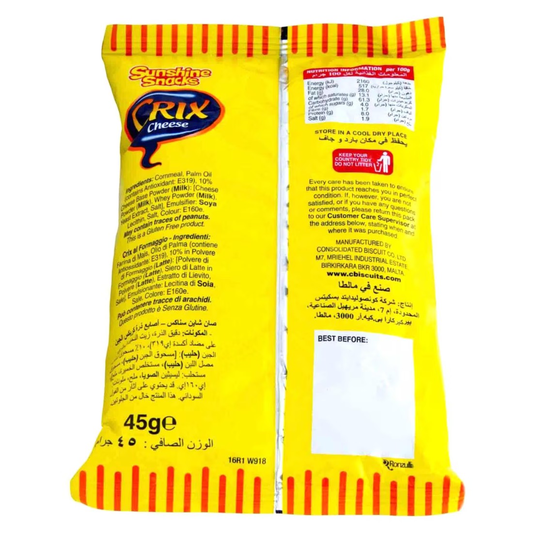 Sunshines Snacks Crix Cheese Snacks 45g