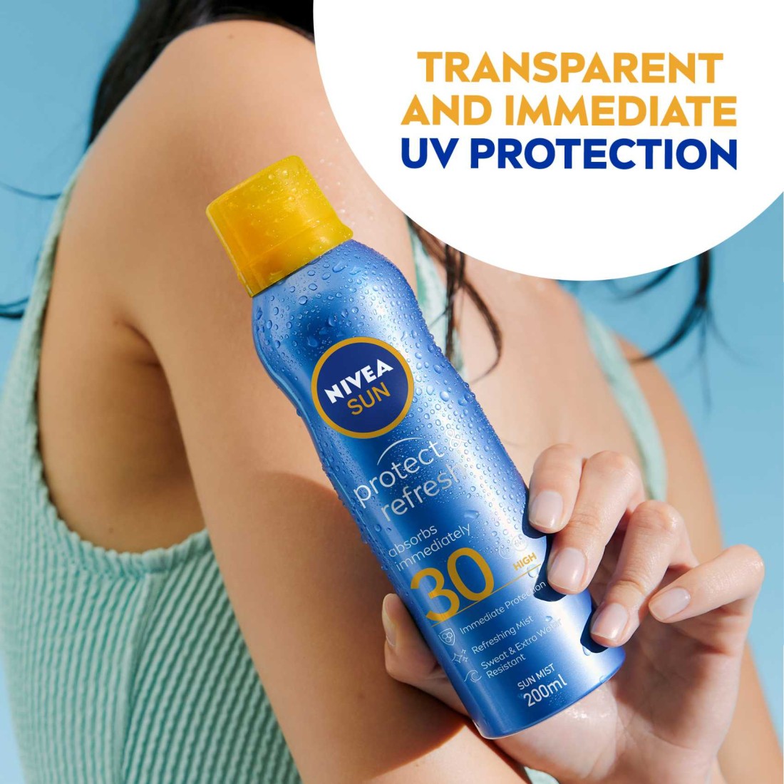 نيڤيا صان رذاذ للحماية من الشمس بروتكت آند ريفرش مقاوم للماء بعامل حماية SPF 3 بخاخ 200 مل