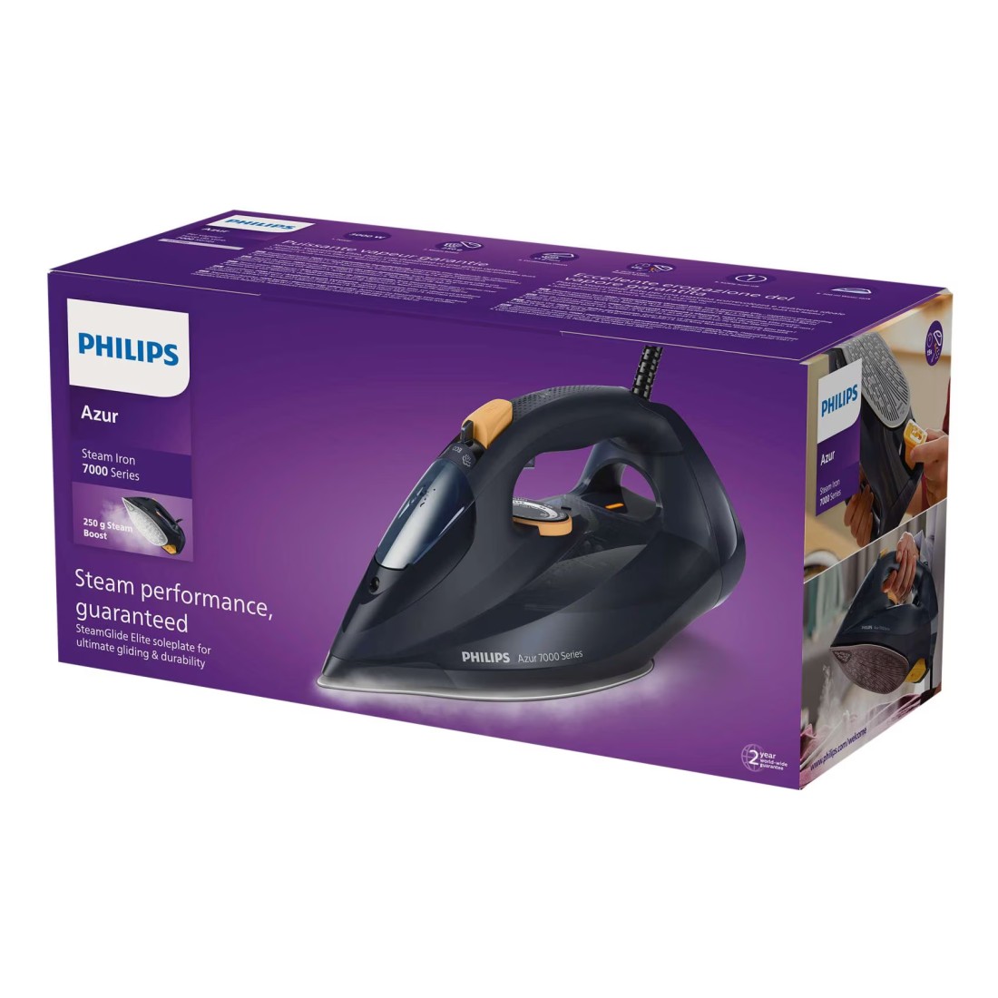 Philips Azur 7000 Series Steam Iron DST7060 Blue And Yellow 3000W