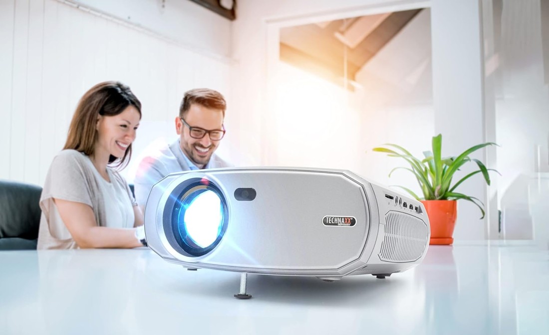 Technaxx Germany LED Projector, Video Projector 1080P HD for Home Movie, Kids Gift for Gaming &amp; Outdoor, 50&quot;-200&quot; Projection Size with Phone VGA HDMI AV USB Laptop &amp; Remote Control, 40,000 hours Life