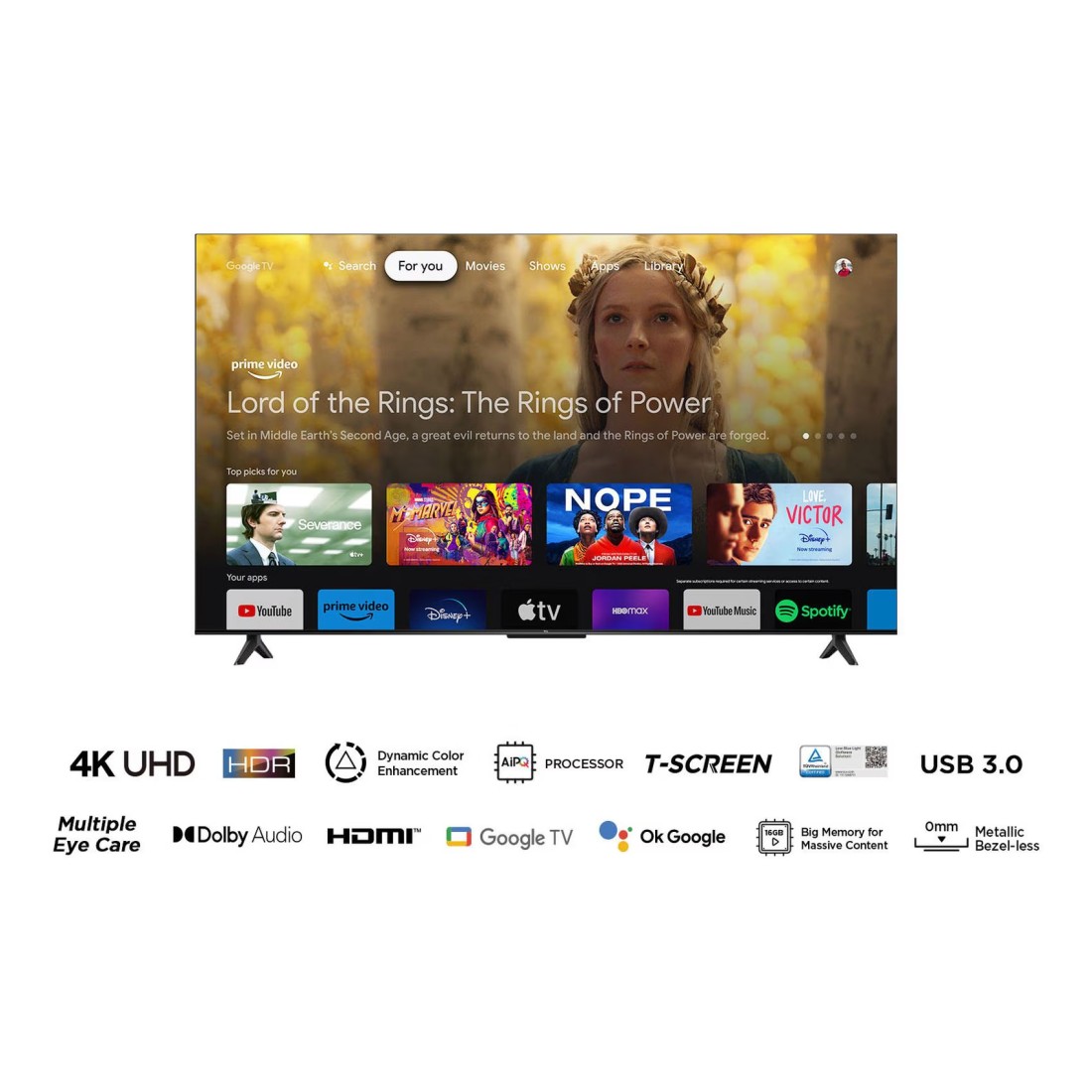 TCL 65-Inch UHD Smart LED Google TV 65P61B Black