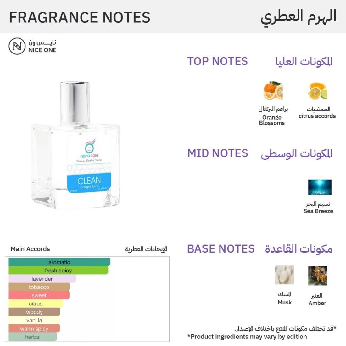 رؤى الطبيعة عطر كلين - 50مل