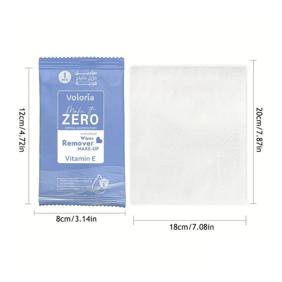Voloria Make It Zero Make-Up Remover Wipes - 15 Pieces