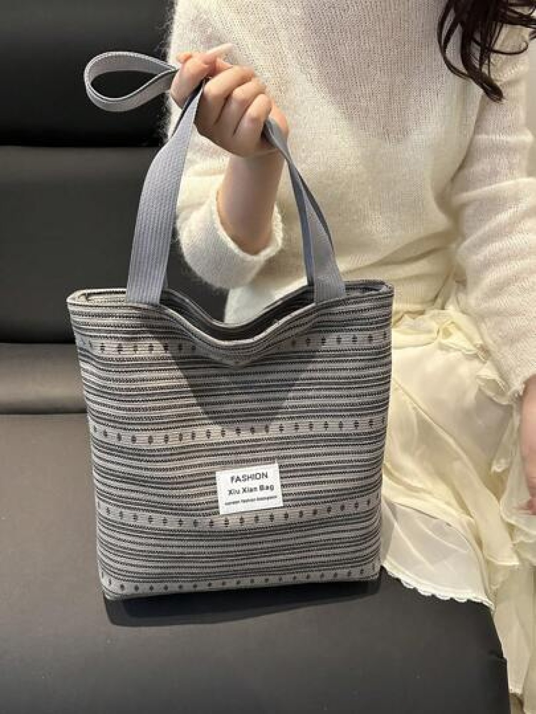 Korean Style Retro Casual Work Tote Bag For Women 2025 New Fashionable Canvas Satchel Shoulder Bag