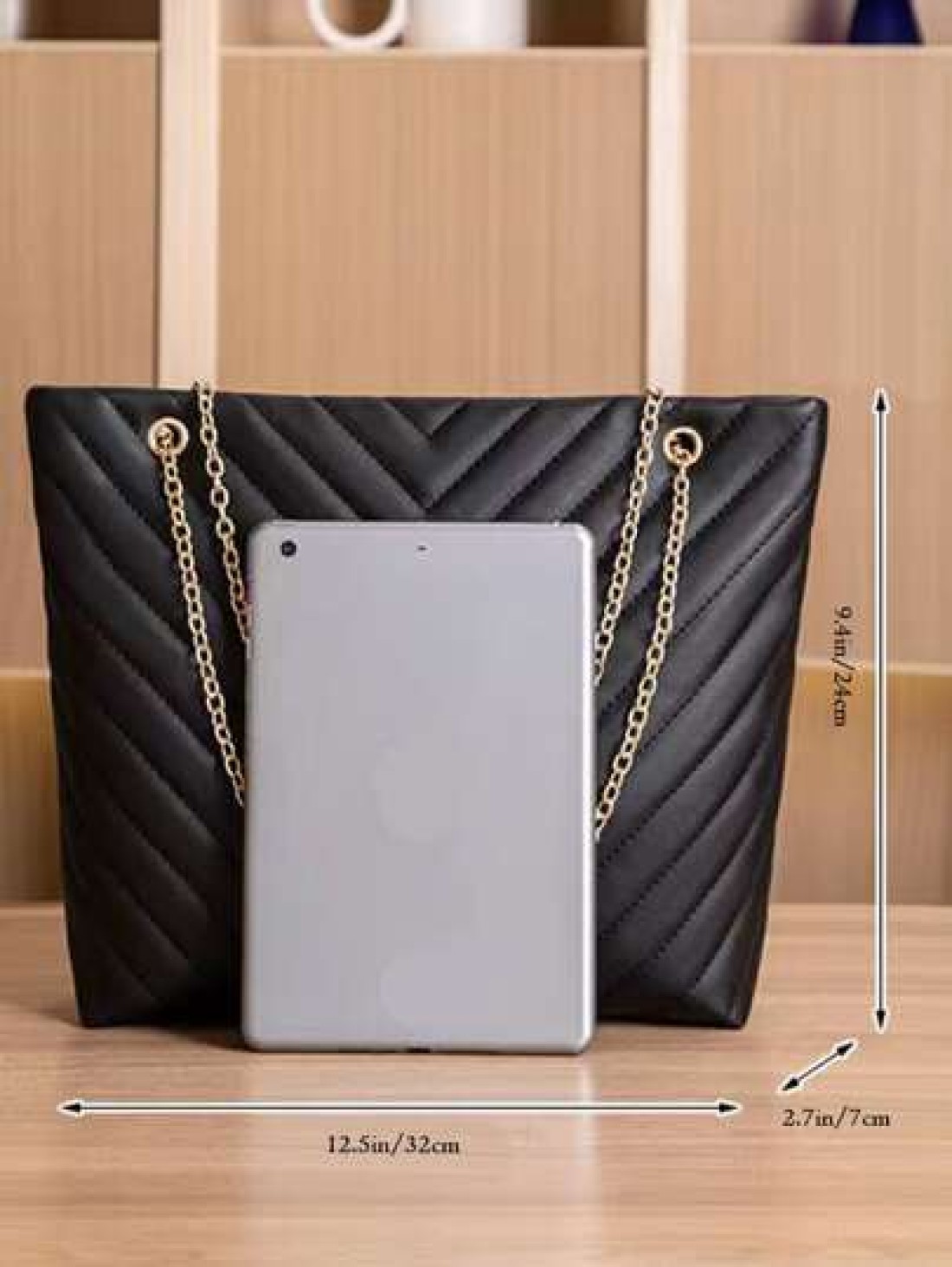 Lightweight Business Casual Chain Tote Bag Women s Large Capacity Shoulder Bag Simple Solid Color Handbag Chevron Chain Shoulder Tote Bag Mothers Day Gift For Mom For Teen Girls Women College Students