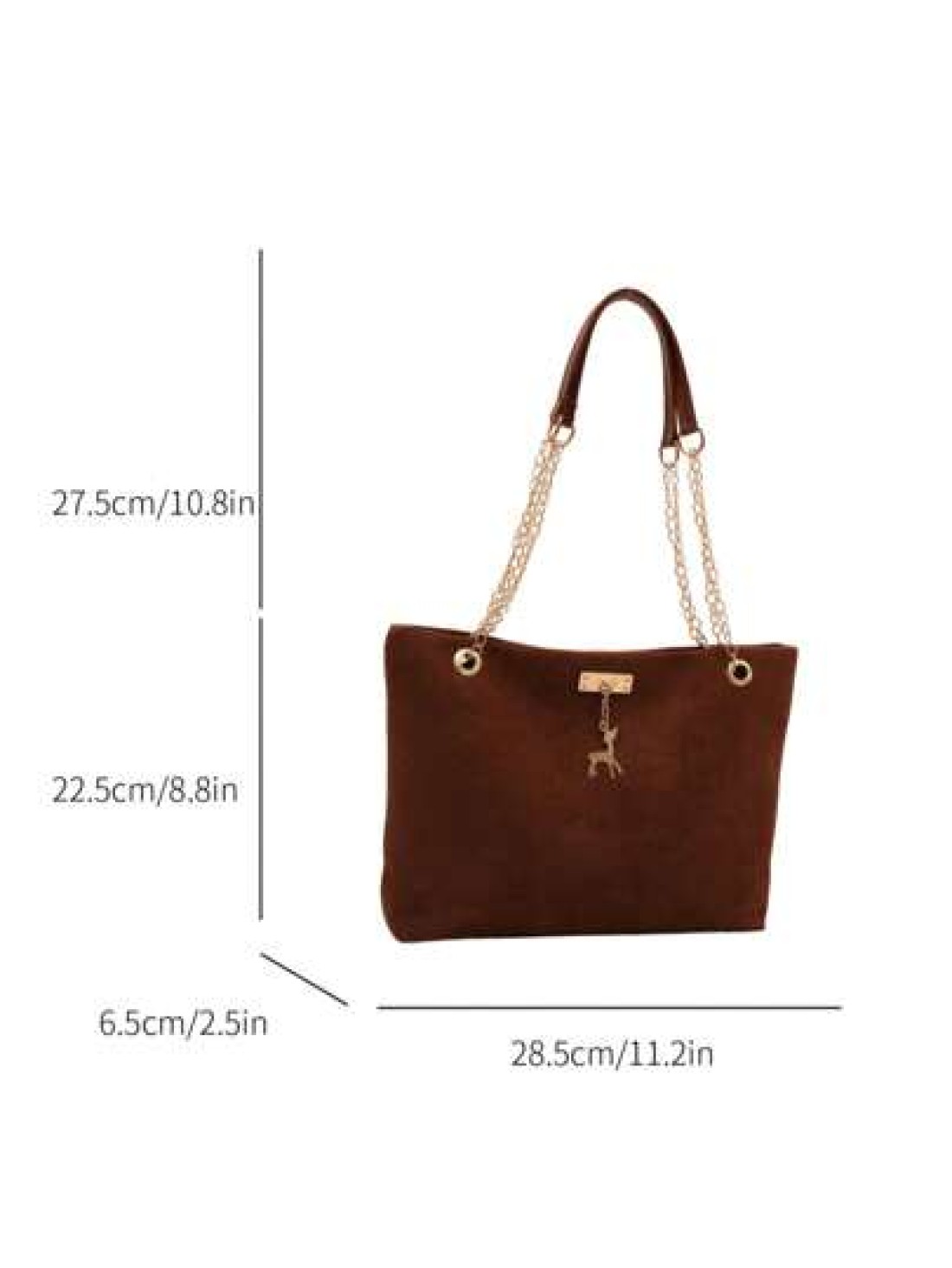 1pc Polyester Deer Decoration Large Capacity Zipper Closure Fashion Shoulder Tote Bag Suitable For Women Daily Use