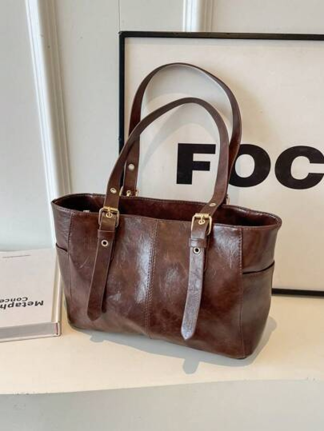 Minimal Style Large Capacity Underarm Tote Bag For Commuting