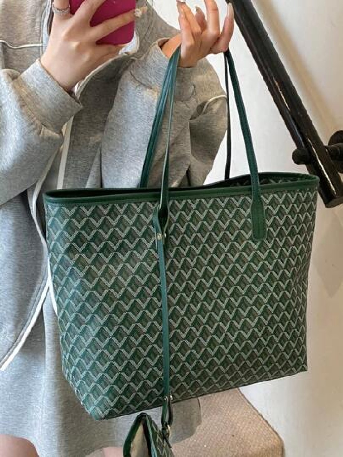 2pcs Set 2025 New Fashion Patchwork Tote Bag Large Capacity Travel Bag Shopping Bag Suitable For Women Daily Use Back To School Students Vacation Holiday Date Gift