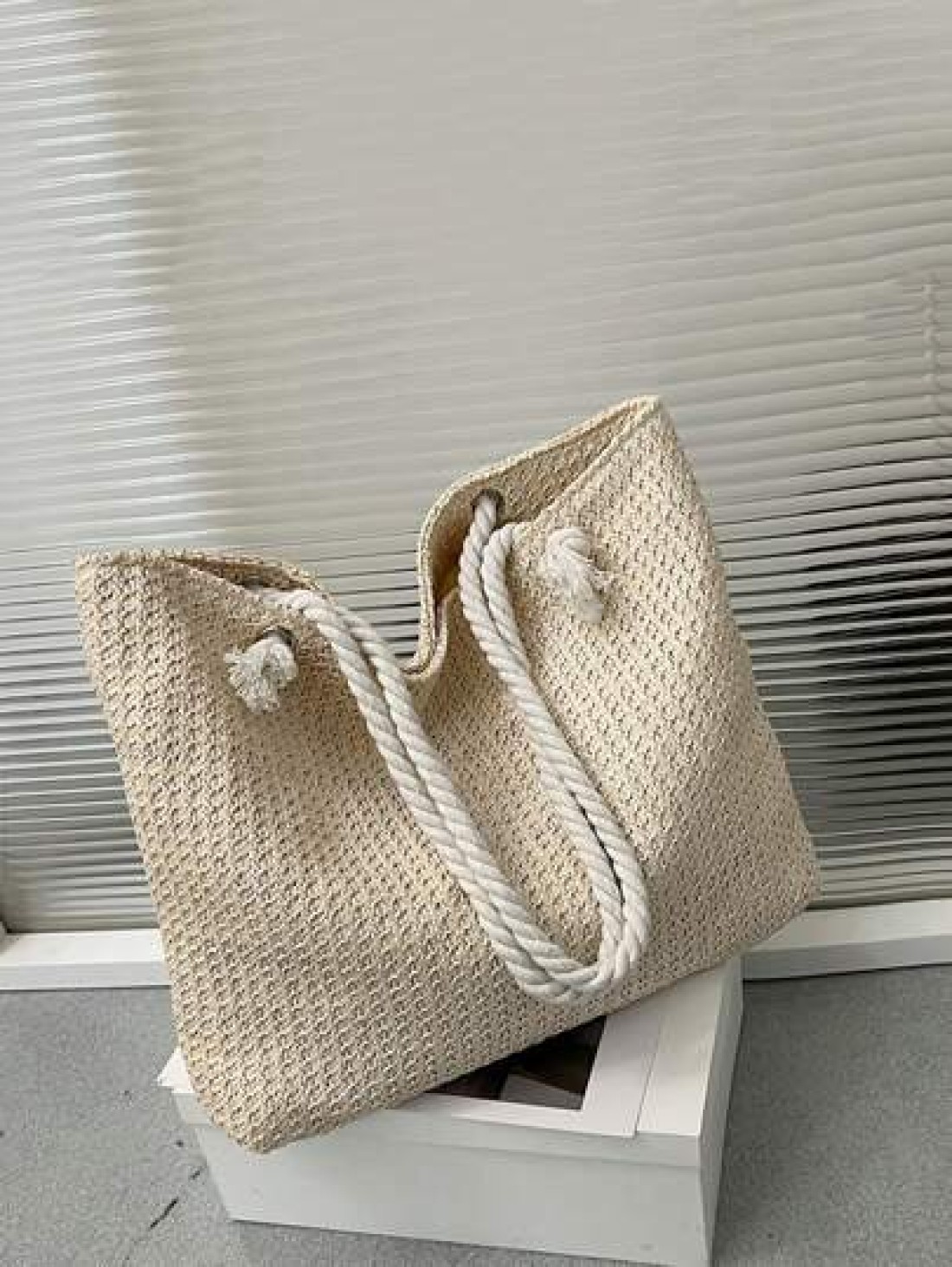 Woven Large Capacity Tote Bag Lightweight Shopping Shoulder Bag Summer Handbag Perfect For Travel Summer Women Bags For Vacation Holiday School Bag Large Capacity Portable For Teen Girls Women College