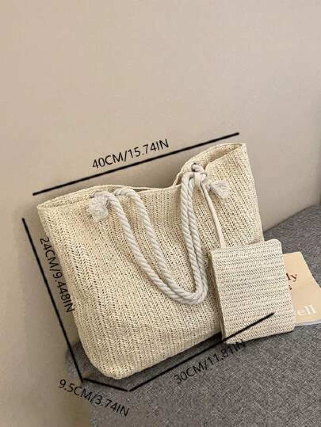 New Large Capacity Straw Tote Bag With Small Wallet Attached Vacation Essentials Perfectly Matching With Beach Accessories Women