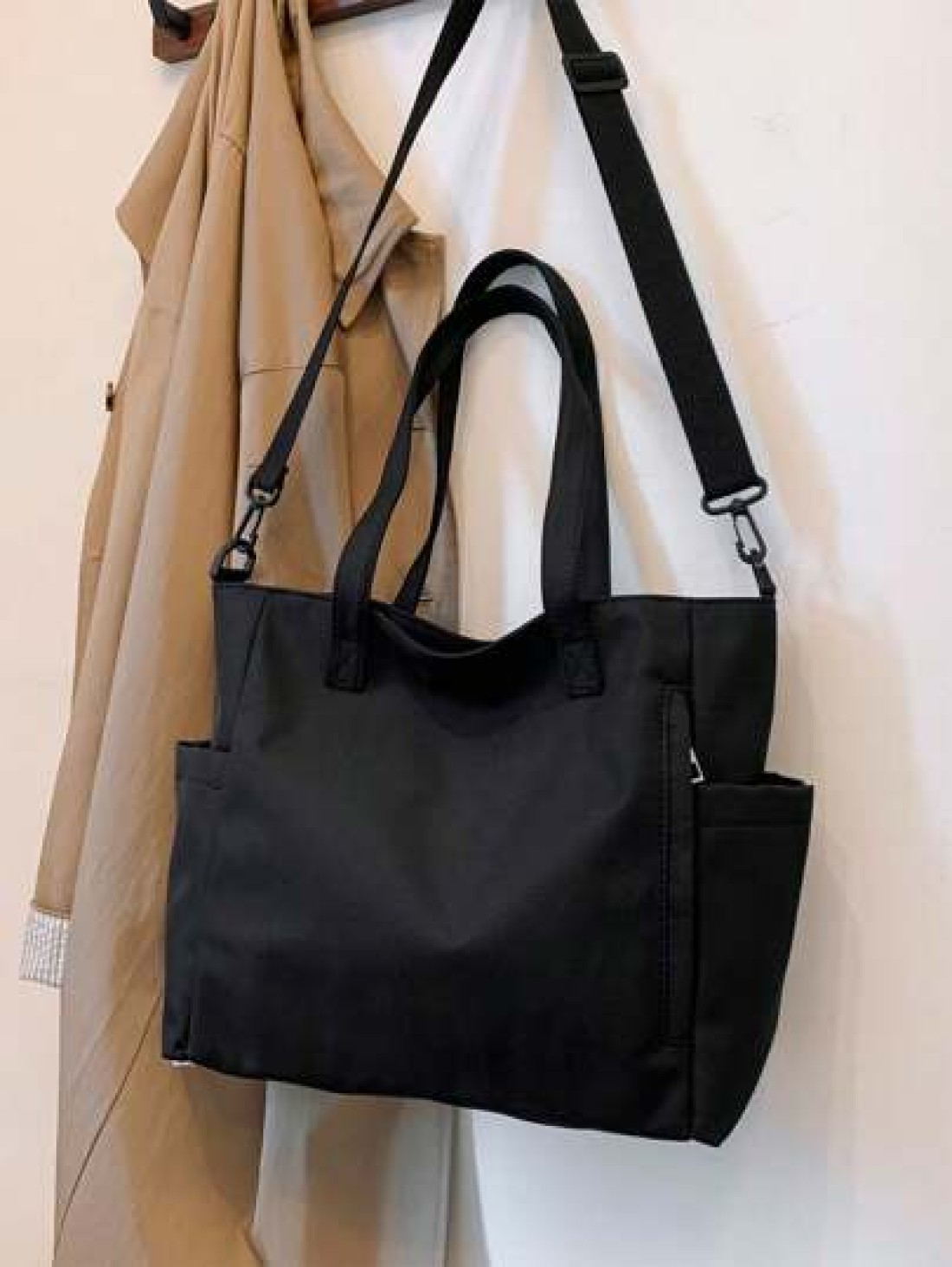 New Fashion Nylon Plain Color Women Shoulder Bag Large Capacity Multi Pocket Suitable For Travel Commute Camping School Versatile And Adjustable One Shoulder Cross Body