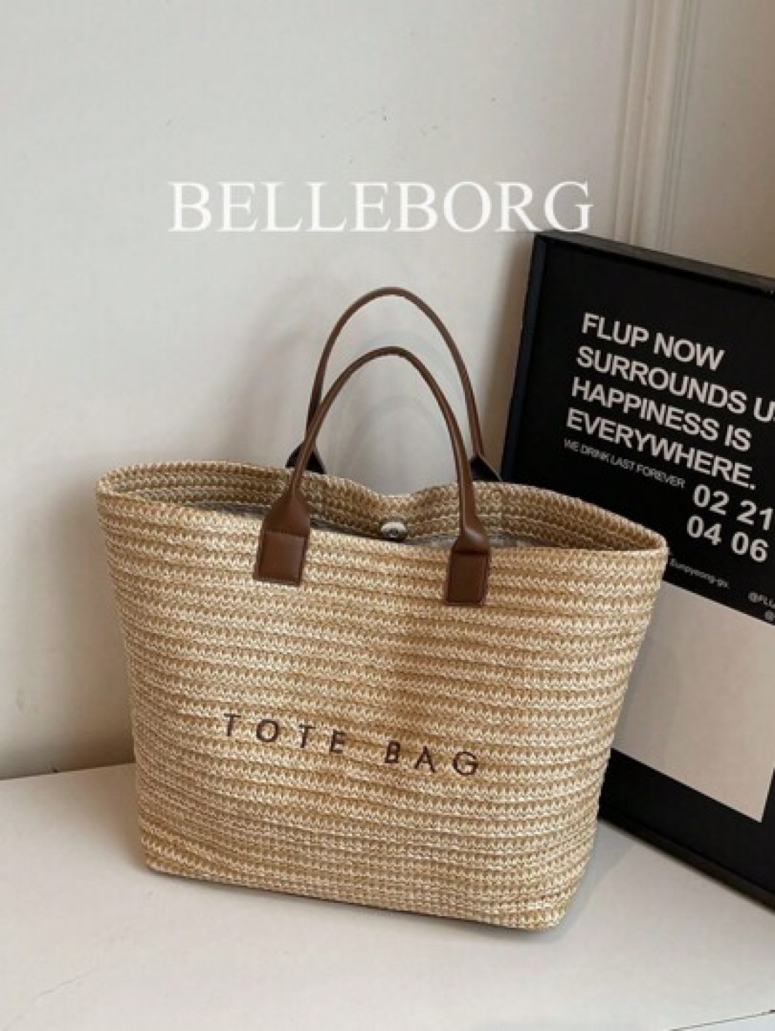 Large Capacity Casual Vacation Straw Tote Bag Minimalist Elegant Women Shoulder Handbag