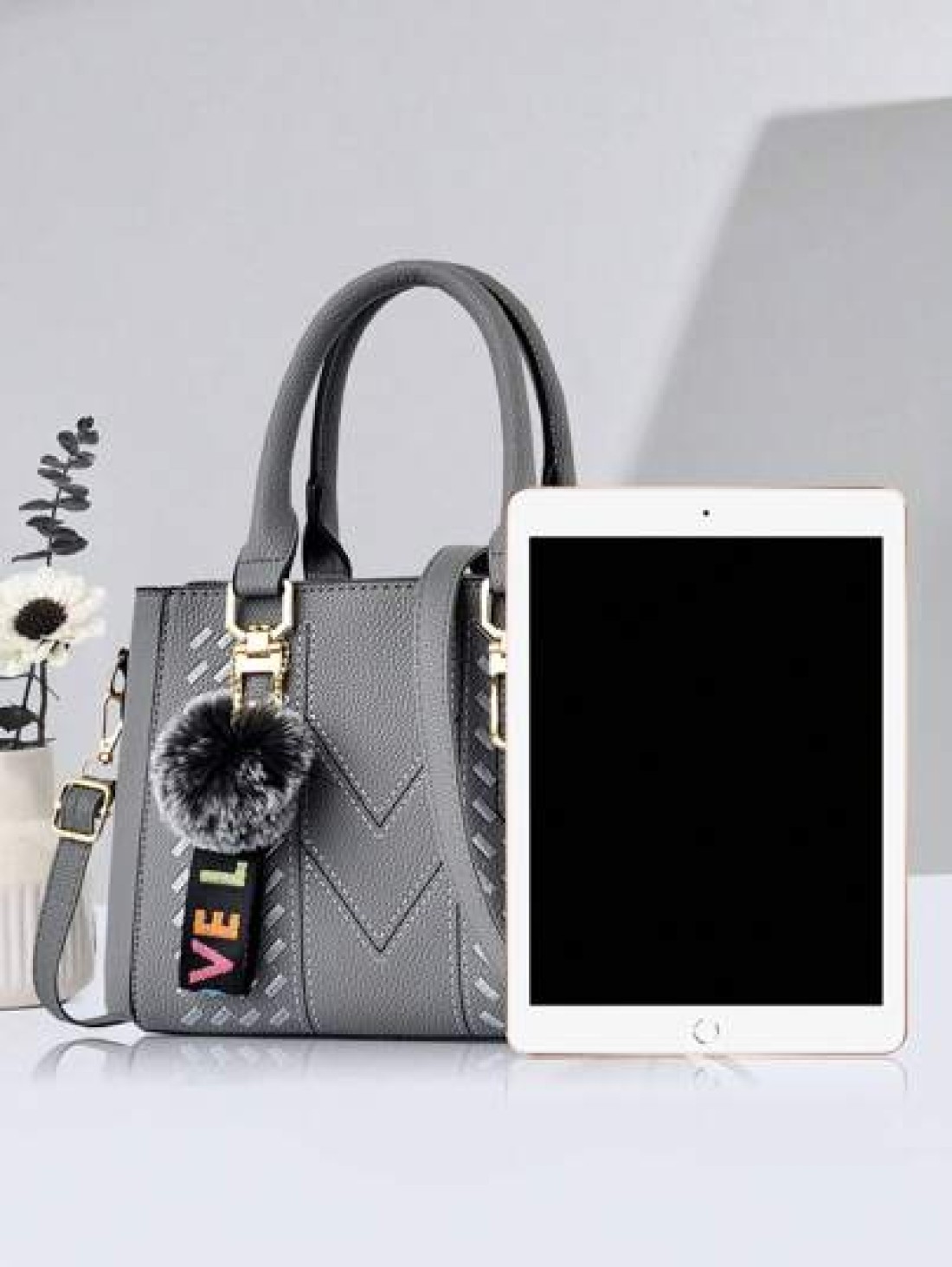 New Shoulder Handbag With Fur Ball Pendant Casual Style Mother s Day Gift For Mom Must Have For Mom Perfect For Office College Work Business Commuting Outdoor Travel Outing Best Mothers Day Gifts Ever