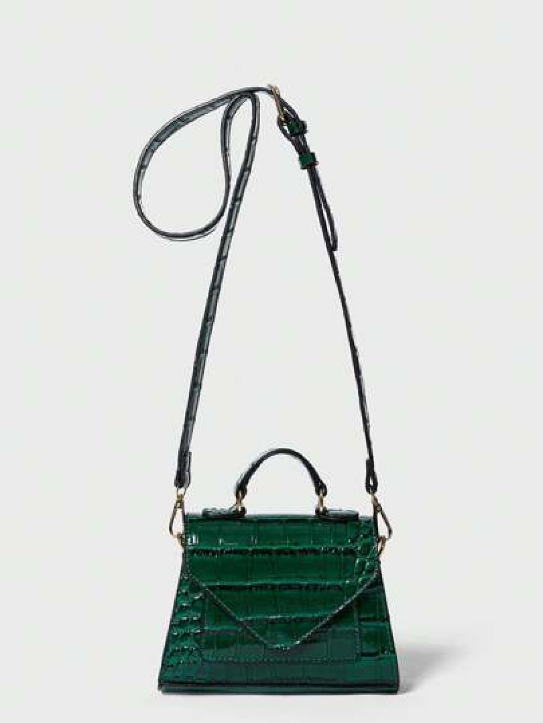Mini Crocodile Embossed Flap Satchel Bag
