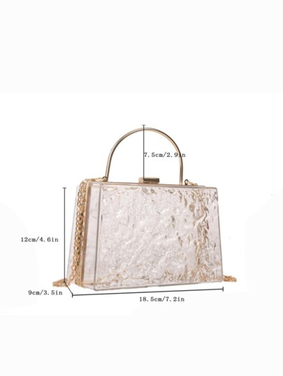Moire Waterproof Lightweight Casual Mini Textured Transparent Chain Box Bag For Teen Girls Women College Students Perfect For College Commute Outdoors Travel Outings Waterproof Sandproof Transparent B