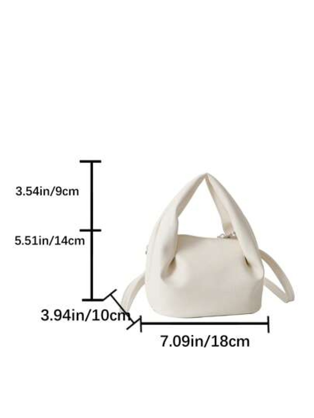 Mini Bucket Bag PU Litchi Embossed White Elegant