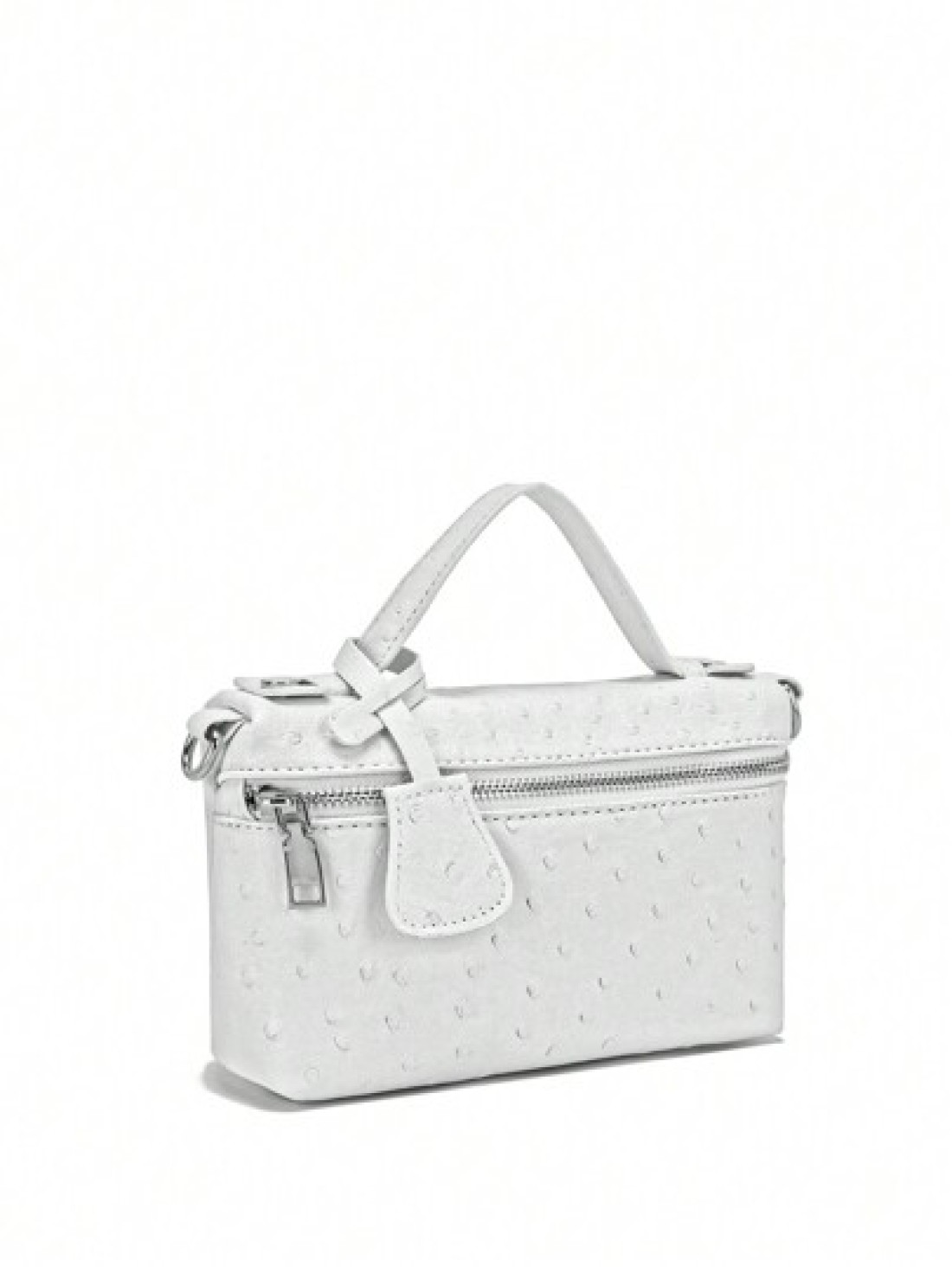 1pc PU Material Stone Ostrich Snake Skin Pattern Simple Elegant Women s Handbag Makeup Bag