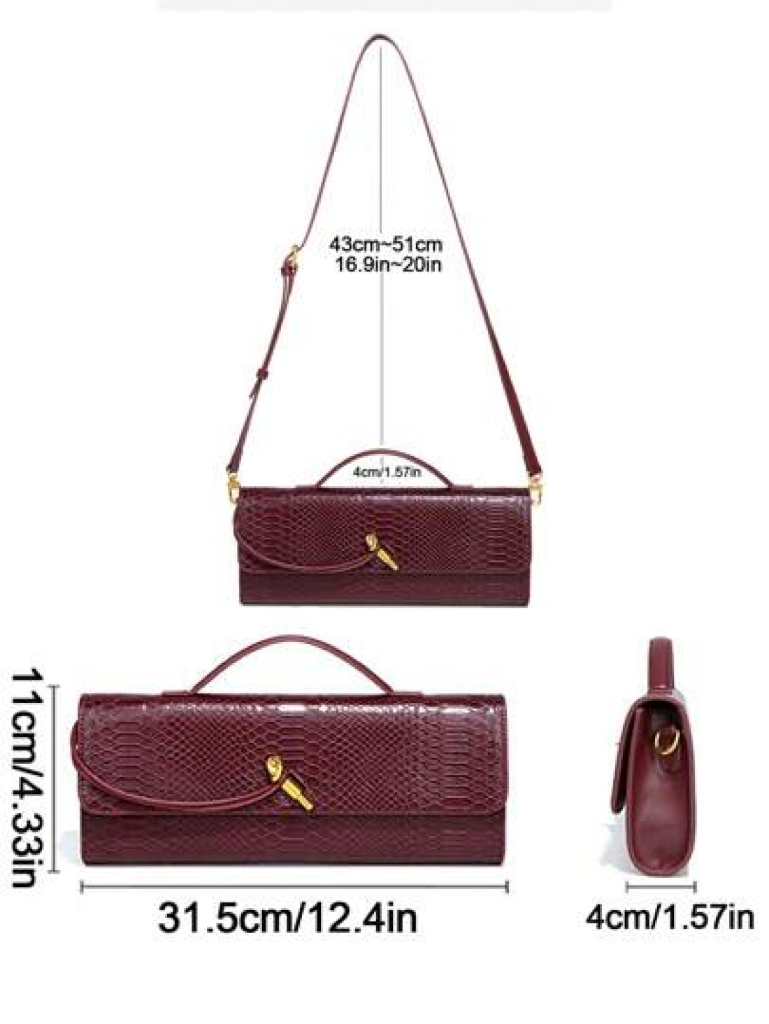Burgundy Bag Cherry Red Envelope Wine Red Envelope Upscale New Handbag European And American Fashion Crocodile Flip Hand Organ Bag Dinner Bag Shoulder Bag Messenger Bag