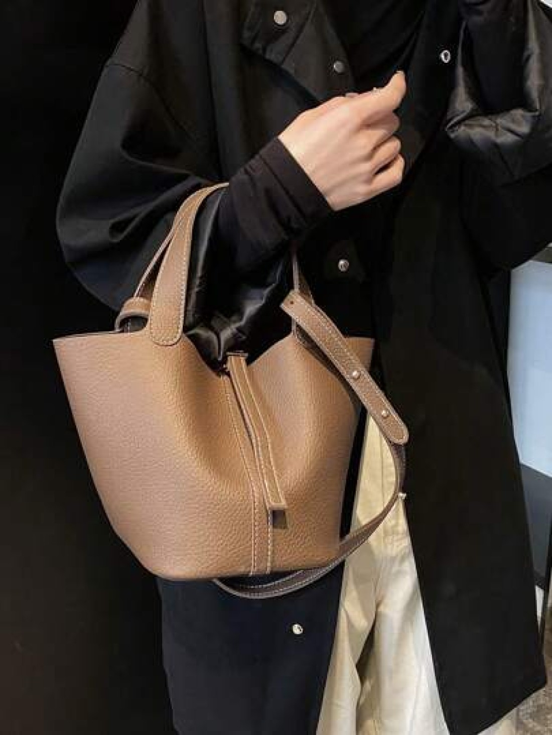 1 Piece Women s New Retro Casual Versatile Solid Color Bucket Handbag Model In Autumn And Winter Suitable For Commuting Daily Dating And Work Women s Fashionable Handbag Can Be Cross Body