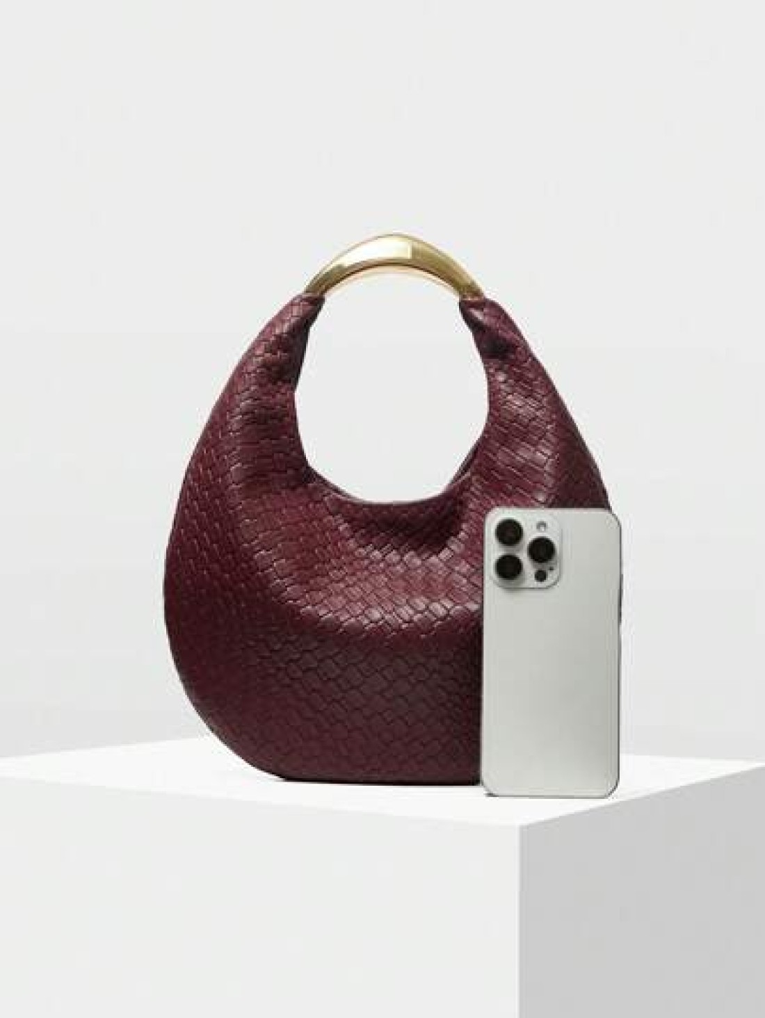MOTF PREMIUM FASHIONABLE STREETWEAR PLAIN TEXTURE CRESCENT HANDBAG FOR WOMEN VALENTINES