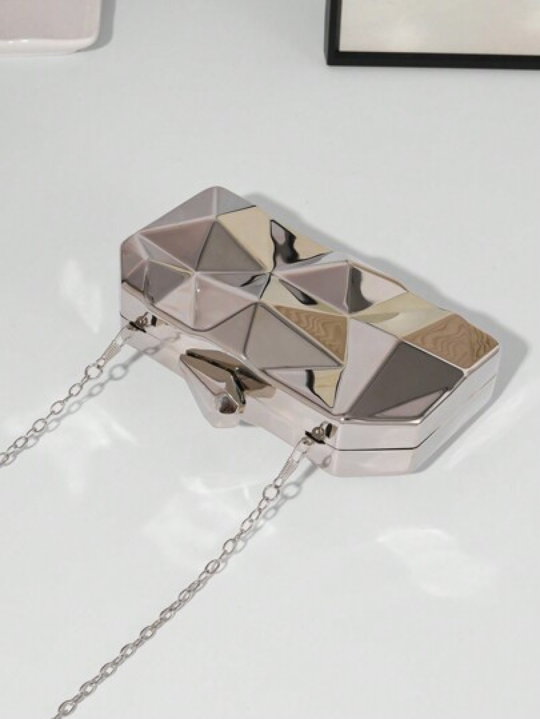 Women s European And American Style Metal Box Crossbody Chain Bag High End Evening Clutch Banquet Purse Formal Party Bag