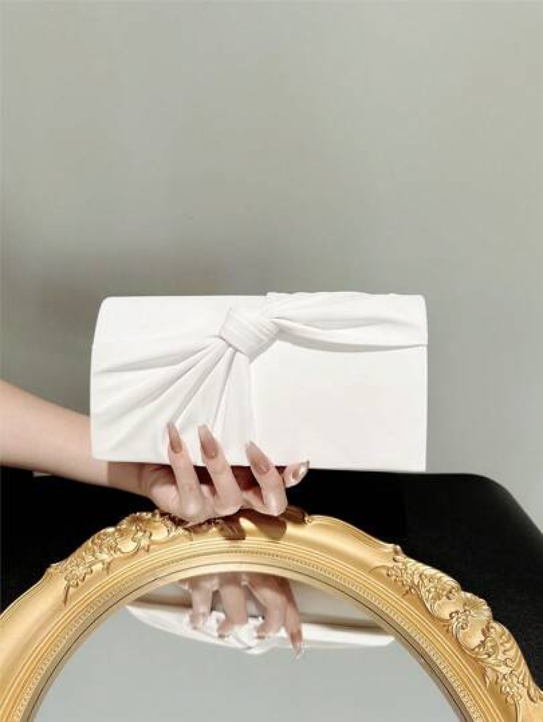 Women s Elegant Bow Knot Flap Clutch Evening Bag Formal Party Handbag Genuine Leather Wedding Purse Romantic White Bridal Bag Envelope Chain Shoulder Bag Ballroom Dance Crossbody Bag Valentines Perfec
