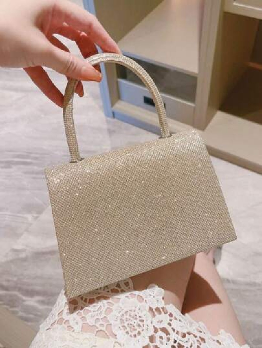 Gold Shiny Party Handbag Evening Clutch Bag Bridal Wedding Purse For Ball Cocktail Party