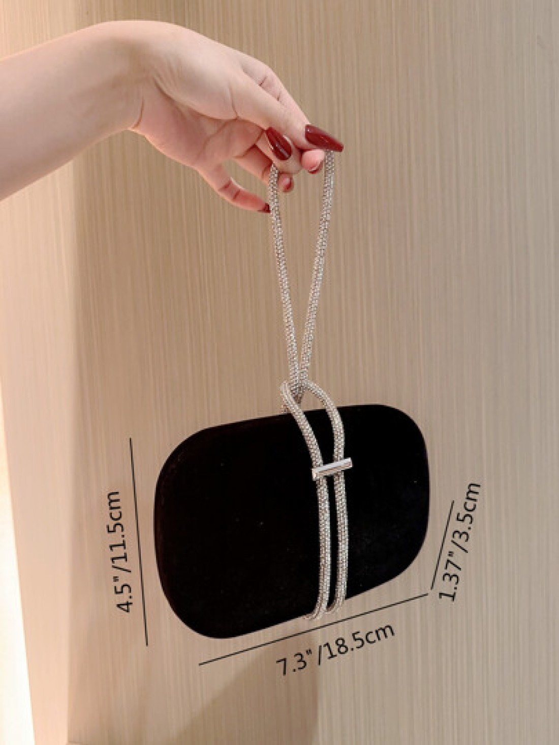 Moonlit EveBag Lightweight Business Casual Metallic Diamond Decorated Box Clutch Evening Bag Evening Bag Dinner Bag Glamorous Elegant Exquisite Quiet Luxury Rhinestone For Party Girl Woman Bride Perfe