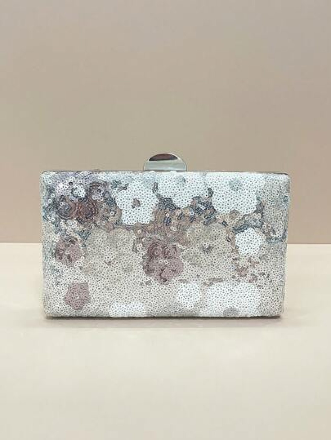 Flower Sequin Crossbody Stylish Silver Purse For Women Elegant Random Floral Embroidered Evening Silver Clutch Bag Prom Accessories Bridesmaid Gifts Fashion Retro Chain Evening Bag Mini Box Bag For Pa