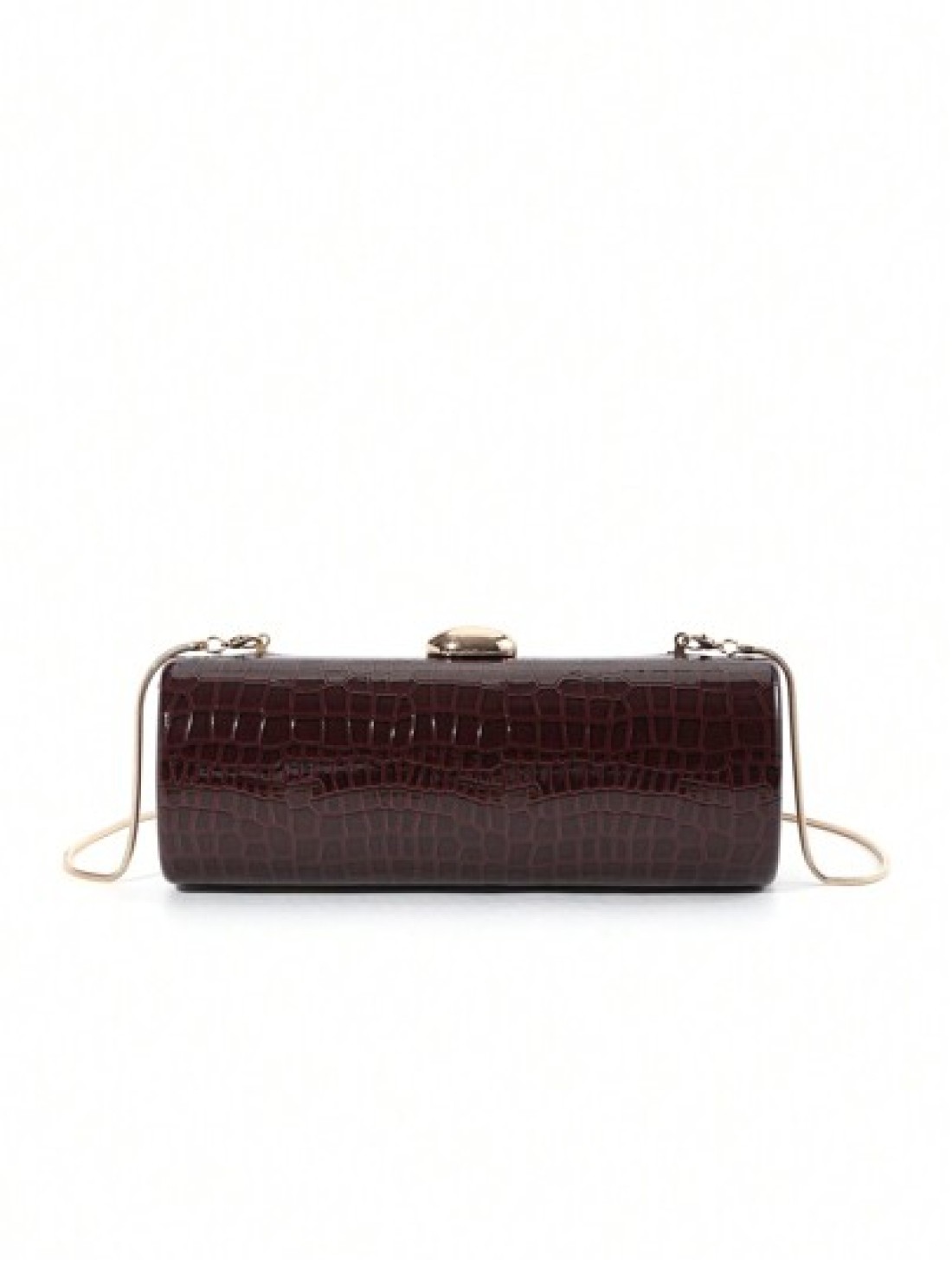 Elegant Fashionable Wine Red Crocodile Pattern Solid Color PU Leather Clutch Box With Metal Chain For Women Suitable For Daily Outings Dates Banquets Galas Parties Autumn Winter
