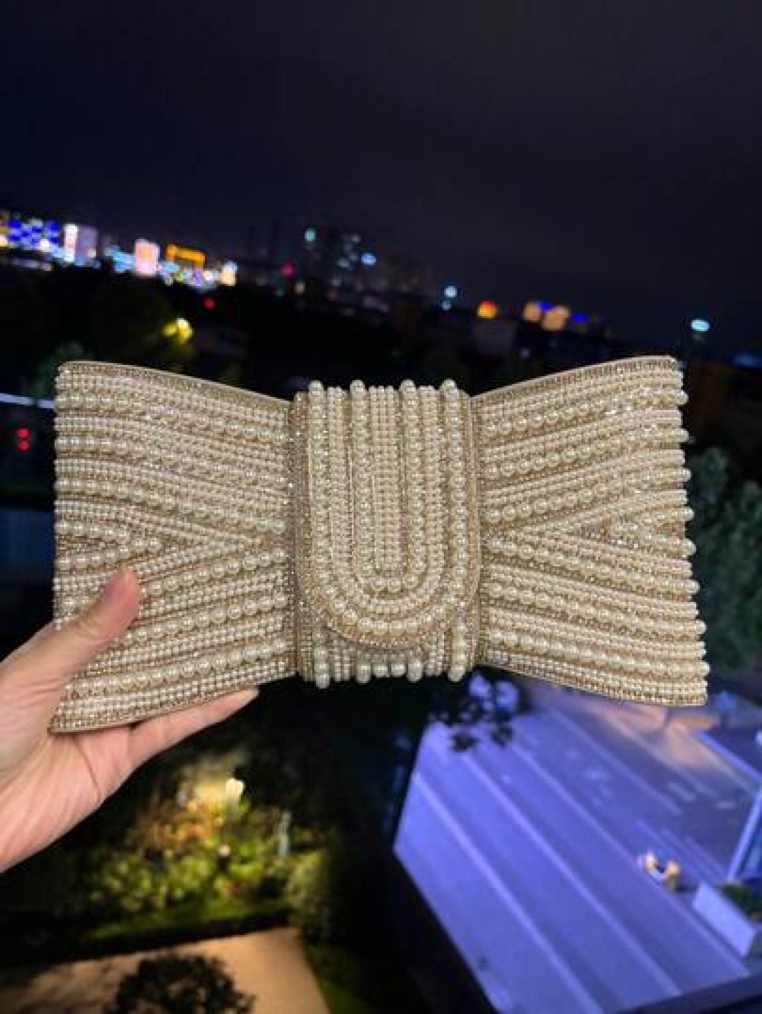 Plus Size High Quality A Grade Rhinestone Bow Faux Pearl Shiny Crystal Evening Clutch Bag Chain Shoulder Strap Fashion Hand Carry Envelope Clutch Purse For Formal Gown And Party Elegant Faux Pearl Bag