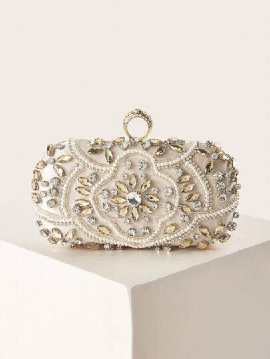 Glitter Handbag Glamorous Glitter Bling Sequin Luxury Shiny Gorgeous Rhinestone Decor Evening Box Clutch Bag Evening Bag Dinner Bag Faux Pearl Rhinestone For Party Girl Woman Bride Perfect For Party W