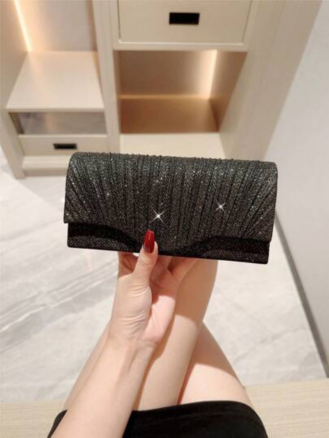 Glitter Evening Bag Purse Women Evening Bag Envelope Handbag Large Wedding Party Prom Purse Mini Flap Square Bag Metallic Sequin Dress Bag Evening Bags For Teen Women Women Socialites Working Women Et