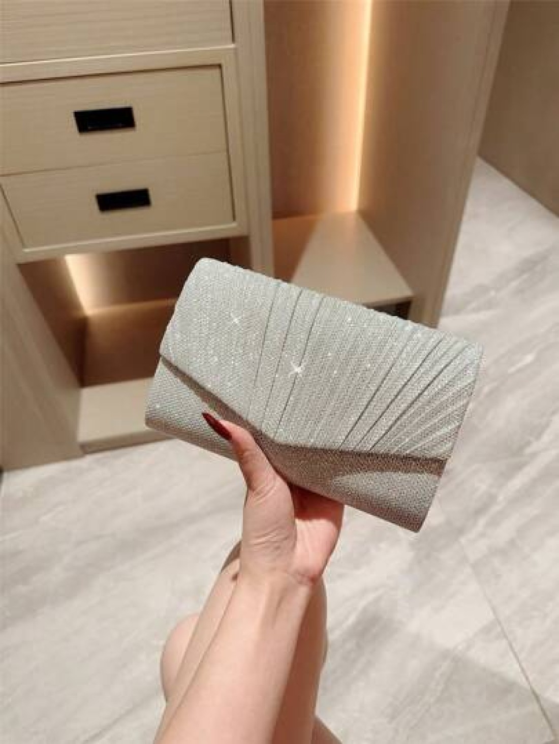 Mini Metallic Glitter Flap Box Bag Luxury Minimalist Clutch