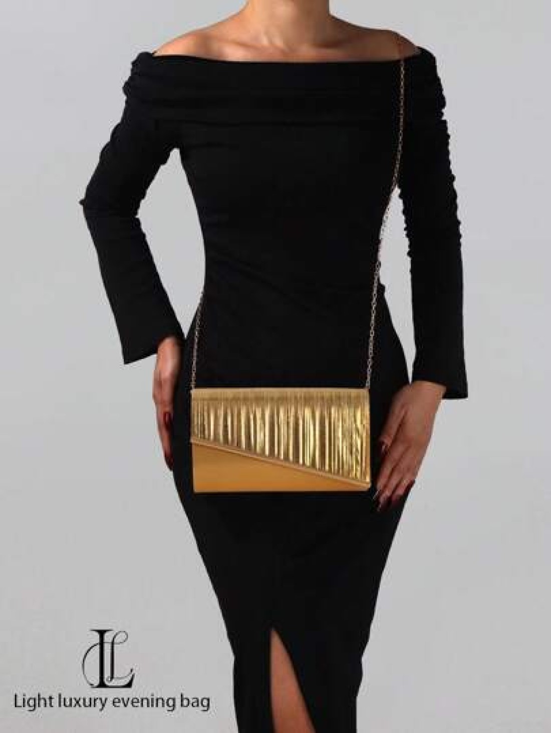 1pc Women s Fashionable Elegant Shiny Gold Pleated Evening Clutch Bag Decorated With Metallic Stripes Versatile Clutch Purse For Dignified Lady Suitable For Wedding Prom Nightclub Party Birthday Gift
