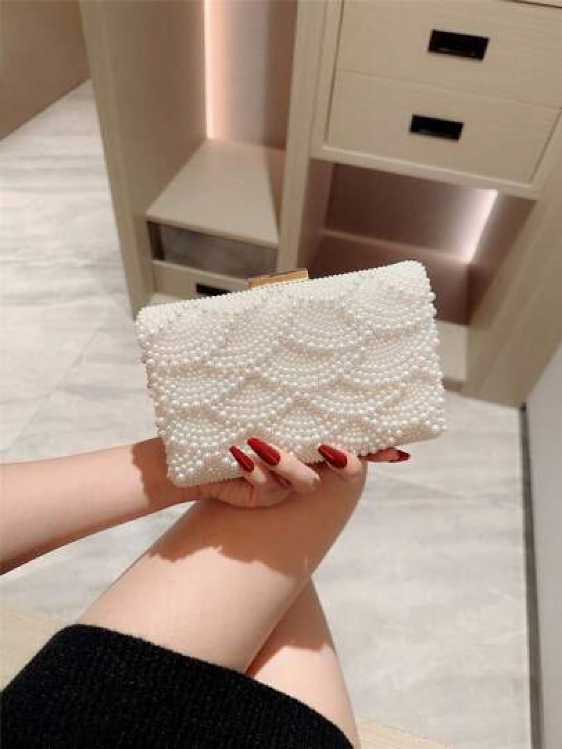 Faux Pearl Decor Box Shaped Chain Crossbody Bag Party Bags Perfect For Party Wedding Prom Dinner Banquet Perfectly Matching With Prom Dresses For Women Prom Accessories Sequin Dress Women Sparkly Dres