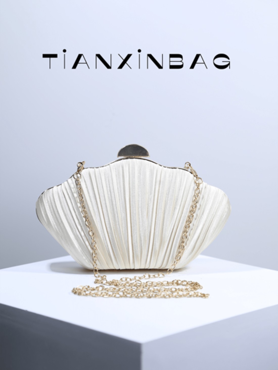 New Fashion High End Party Banquet Seashell Design Clutch Purse Pleated Lady s Hand Held Bag Evening Dress Handbag Formal Event Bag