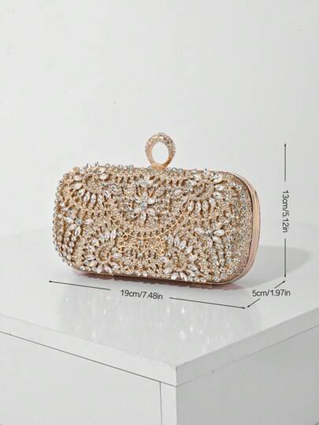 Elegant Women s Crystal Decorated Evening Clutch Luxury Glittering Box Shape Handbag Suitable For Weddings Galas Formal Events Party Purse Women s Top Handle Shoulder Crossbody Bag Perfectly Matching