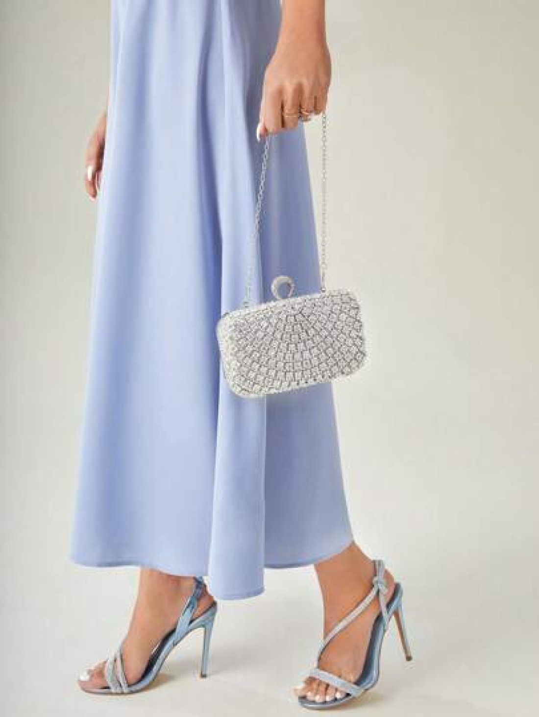 SHEIN Belle Lightweight Business Casual Rhinestone Decor Bucket Bag Mini Drawstring Design Clear Bag Faux Pearl Bag Evening Bag Dinner Bag Glamorous Elegant Exquisite Quiet Luxury Rhinestone For Party