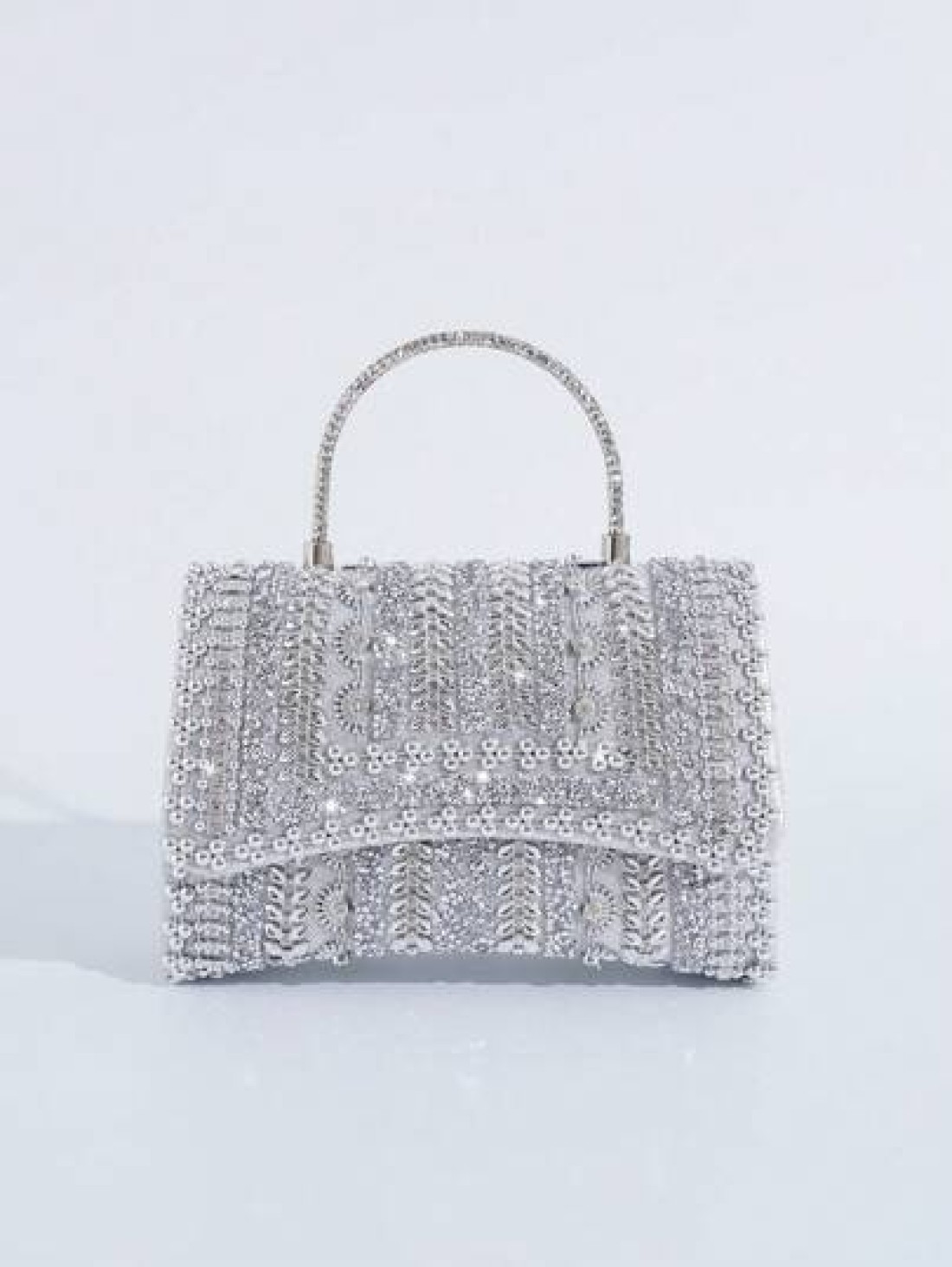 Elegant Silver Sparkling Rhinestone Decor Party Clutch Handbag Crystal Beaded Evening Bag For Women Formal Occasions Perfect For Party Wedding Prom Dinner Banquet Matching With Holiday Party Dress Eve
