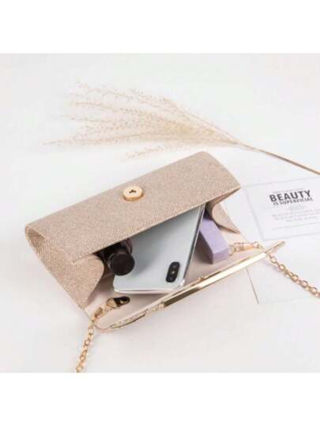 Sparkling Hand Clutch Bag Niche Mini Handbag Fashion Chain Shoulder Crossbody Evening Wallet