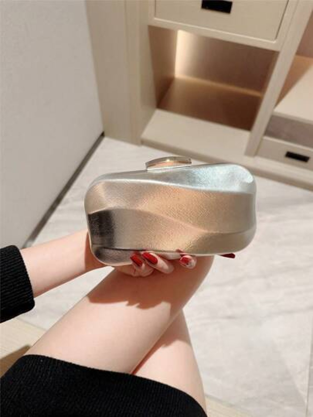 1pc Asymmetrical Box Shaped Luxury Clutch Bag For Party Romantic Wedding Spring Summer Chain Shoulder Bag Bride Bag Formal Prom Clutch Elegant Evening Dress Bag Perfect For Party Wedding Prom Dinner B